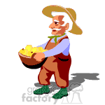Farmer holding a basket of food
