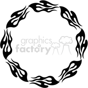 A black circular flame design clipart image, featuring stylized flames forming a ring.