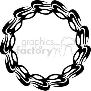 A circular tribal flame pattern clipart in black and white.