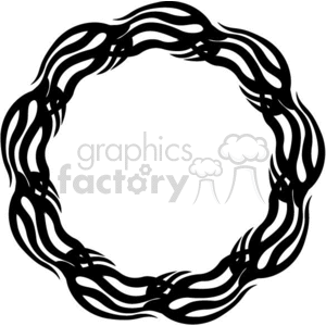 A black tribal circular frame or border clipart with intertwining wavy lines.