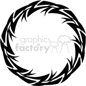 A black and white clipart image of a circular thorn wreath.