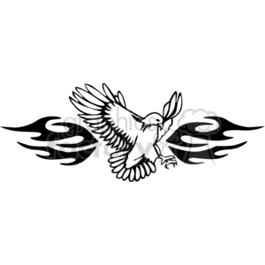 Eagle with Tribal Flame Design