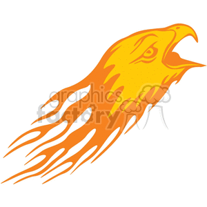 A vibrant clipart image of an eagle with stylized flames extending from its body, representing speed, power, and intensity.