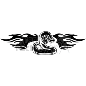 This clipart image features a stylized black and white cobra snake with extended wings in tribal tattoo art style, set against a plain background.