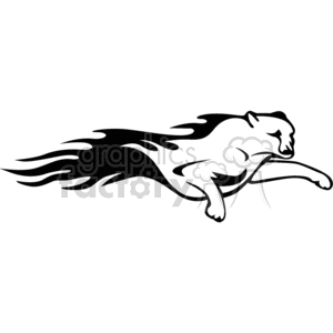 Leaping Cougar with Flame Design