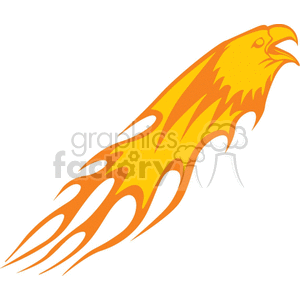 Clipart image of a stylized, flaming yellow and orange eagle head.