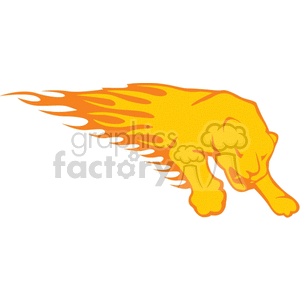Clipart image of a stylized, flaming yellow cheetah in a running pose.