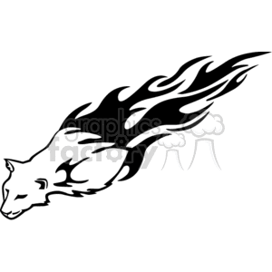 A black and white clipart image of a wolf with flames extending from its body, giving an impression of speed or fierceness.