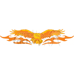 An image of a stylized orange eagle with its wings spread wide, with flame-like patterns extending from its wings.