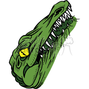 The clipart image depicts a stylised head of an alligator or crocodile with an open mouth, showcasing its sharp teeth. The illustration has a bold and graphic style, suitable for vinyl signs, tattoos, or other types of design work that require a fierce or wild animal theme.