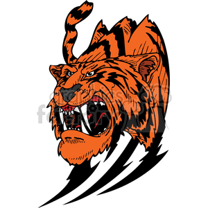 The clipart image depicts a stylized tiger with its mouth open in a roaring posture. It features bold lines and sharp angles typical of designs optimized for vinyl cutting or tattoo applications. The tiger's fur is detailed with stripes, and its expression is fierce.