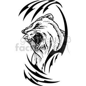 The clipart image features a stylized depiction of a grizzly bear. It is presented in a bold, graphic black and white style suitable for vinyl cutting, sign making, or as a tattoo design. The bear is illustrated with aggressive and dynamic strokes, emphasizing its predatory nature.