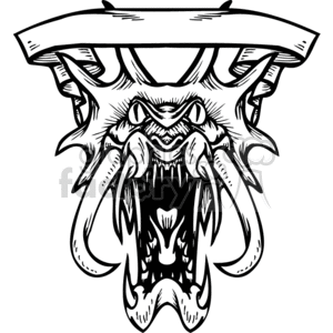 Fierce Dragon Head with Banner for Vinyl Ready Designs and Tattoos