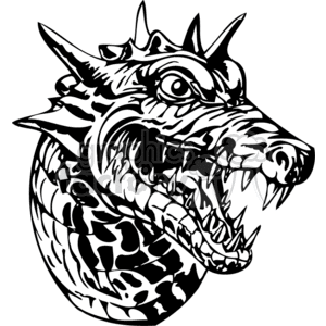 The clipart image displays a stylized, black and white rendition of a dragon's head. This illustration is detailed and designed with bold lines and contrasting areas ideal for vinyl cutting applications.