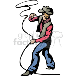 Western Cowboy Performing Lasso Trick