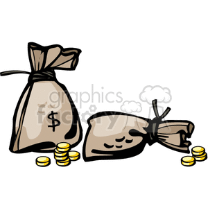 Western Money Bags and Gold Coins