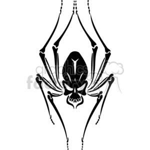 The clipart image shows a design that can be used for a tattoo or as a vinyl cutout. The design features one spider, that looks like a skull and crossbones. The image is in black and white, making it suitable for either Halloween or other spooky and scary themes.
