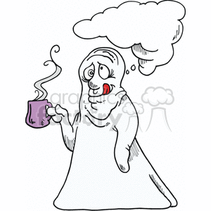 Ghost holding a coffee cup