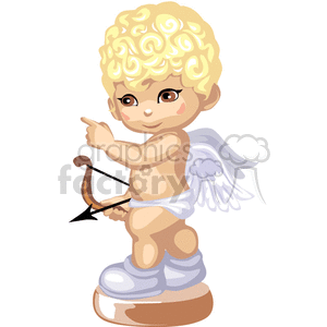 A Little Blonde Angel Holding his Bow and Arrow Pointing