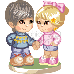   Cute little girl and boy holding hands 