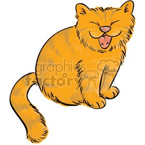 The clipart image is a cartoon illustration of a cute baby kitten, likely designed as a vector graphic. The kitten is depicted facing forward, with large eyes and small paws. It has orange fur with white accents on its face, chest, and feet. There are no other animals or background elements depicted in the image.
