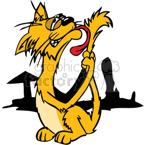 Funny Cat Grooming - Tail Licking Cartoon Feline