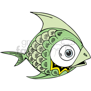 Cartoon Fish with Prominent Scales