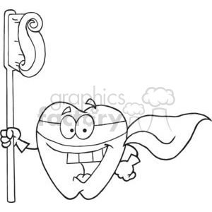 Funny Superhero Tooth with Toothbrush