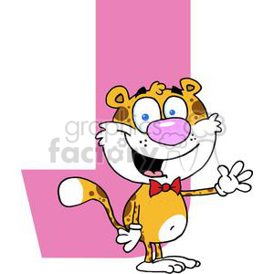 Funny Cartoon Cheetah with Pink J Letter