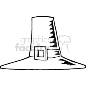 A black and white clipart image of a Pilgrim hat with a buckle.