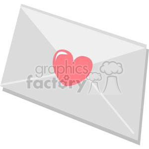 A clipart image of a gray envelope with a pink heart seal in the center.