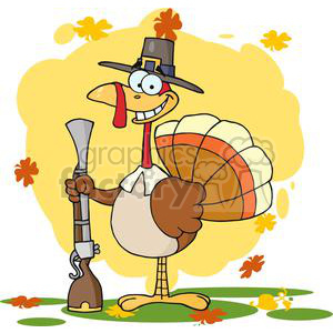 3521-Happy-Turkey-With-Pilgrim-Hat-and-Musket