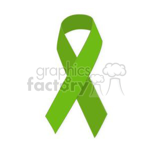 Clipart image of a green awareness ribbon on a white background.