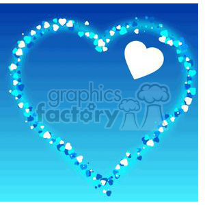 A blue-themed clipart image featuring a large heart outline made of smaller hearts with a sparkling effect and a prominent white heart inside.