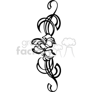 Black and white floral abstract clipart with intertwined swirls and curves.