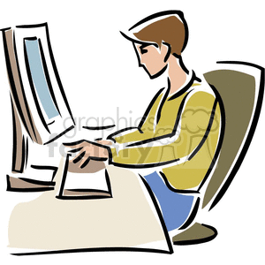 student typing clipart