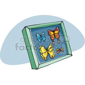 Cartoon butterflies in a shadow box