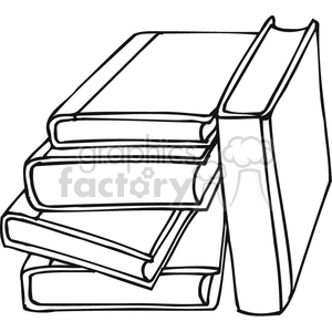 Black and white outline of textbooks 
