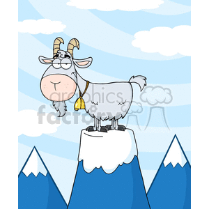 Cartoon Goat On Mountain Peak