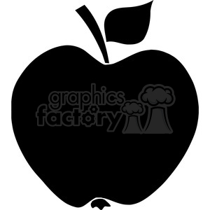 12908 RF Clipart Illustration Apple Black Silhouette