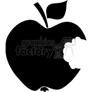 Download 12909 RF Clipart Illustration Bitten Apple Black ...