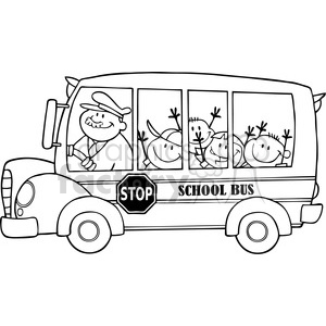 5045-Clipart-Illustration-of-School-Bus-With-Happy-Children