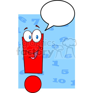 5041-Clipart-Illustration-of-Exclamation-Mark-Cartoon-Character-With-Speech-Bubble