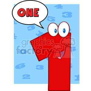 4970-Clipart-Illustration-of-Number-One-Cartoon-Mascot-Character-With-Speech-Bubble