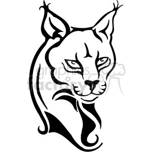 This image features a stylized outline of a lynx. It is a black and white vector graphic suitable for vinyl cutting or as a tattoo design. The image showcases a wild feline animal characterized by its intense gaze and pointed ears.