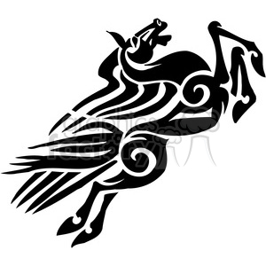 Abstract black and white tribal tattoo design of a horse.