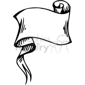 A black and white clipart image of a blank scroll banner, often used for decorative purposes or as a space to write text or messages.