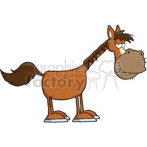 A cartoon-style clipart of a brown horse with an exaggerated large snout and a slightly sleepy or bored expression.