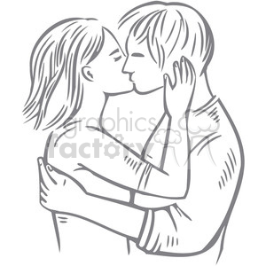 Illustration of a couple kissing, showcasing romance and affection.