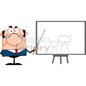 Clipart of Angry Business Manager With Pointer Presenting On A Board